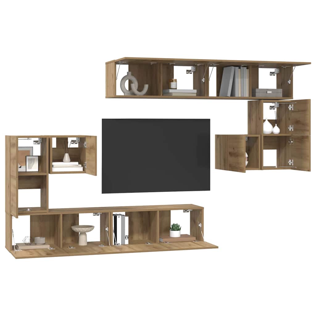 TV Enheder 4 pcs Artisan Egetræ Konstrueret træ