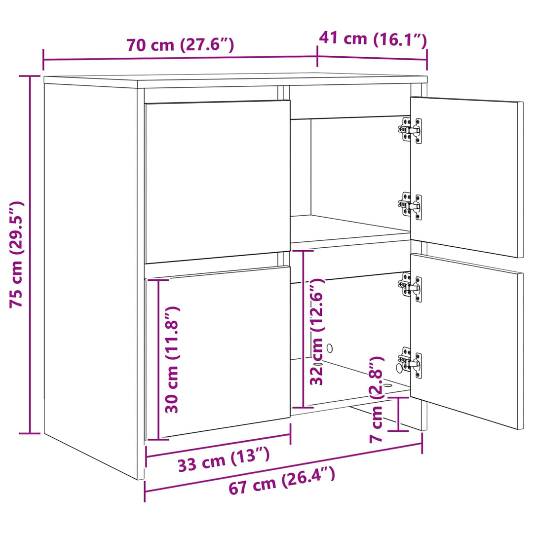 Sideboards 2 stk. artisan eg 70 x 41 x 75 cm Konstrueret træ
