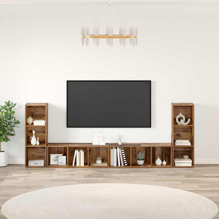 TV-møbelsæt 4 pcs Gammelt træ 37 x 35 x 107 cm Konstrueret træ