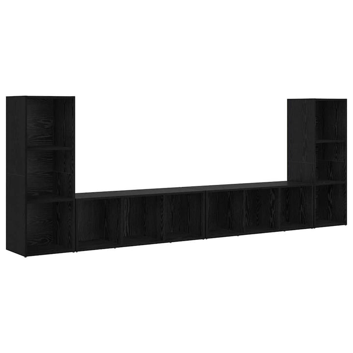 TV-møbelsæt 4 pcs Sort eg 37 x 35 x 107 cm Konstrueret træ