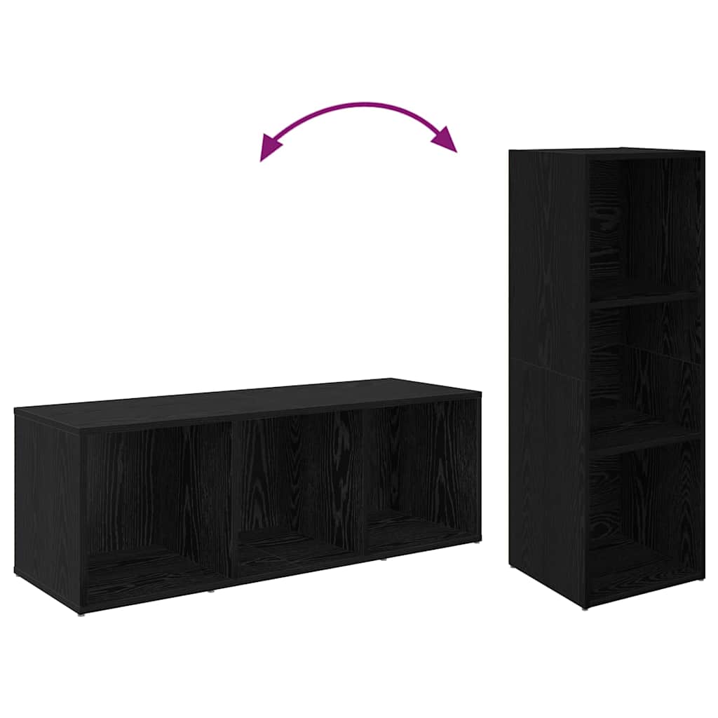 TV-møbelsæt 4 pcs Sort eg 37 x 35 x 107 cm Konstrueret træ