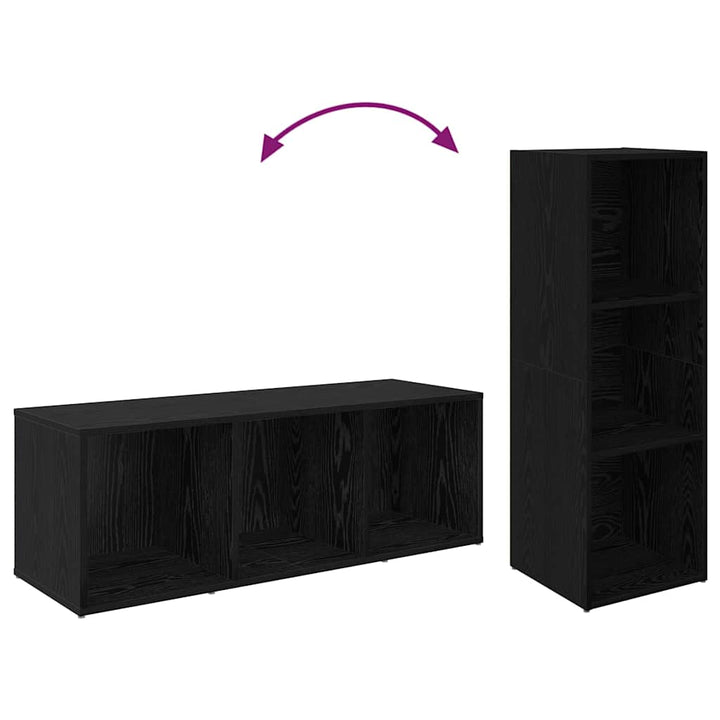 TV-møbelsæt 4 pcs Sort eg 37 x 35 x 107 cm Konstrueret træ
