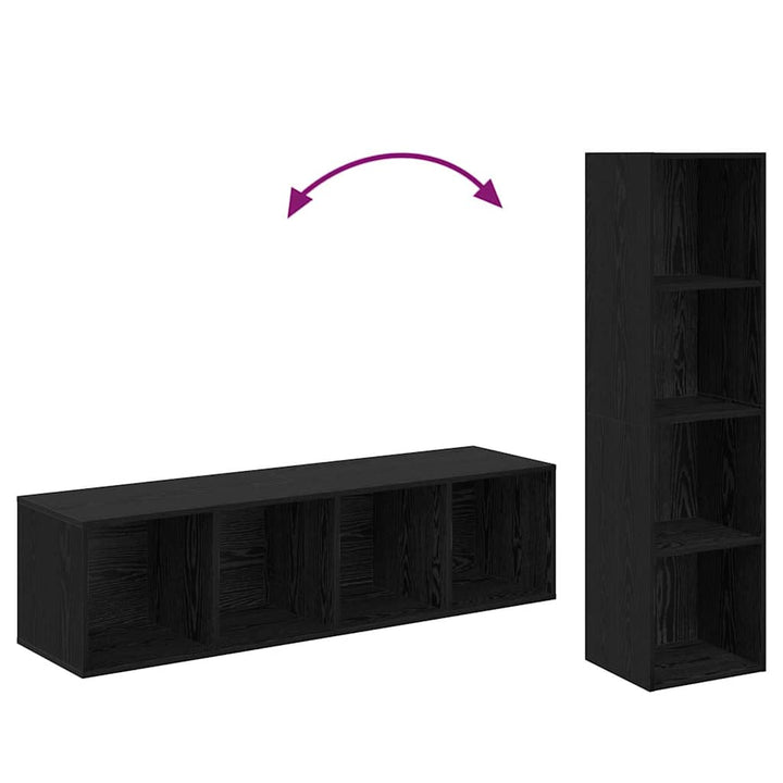 TV-møbelsæt 2 pcs Sort eg 37 x 37 x 142,5 cm Konstrueret træ