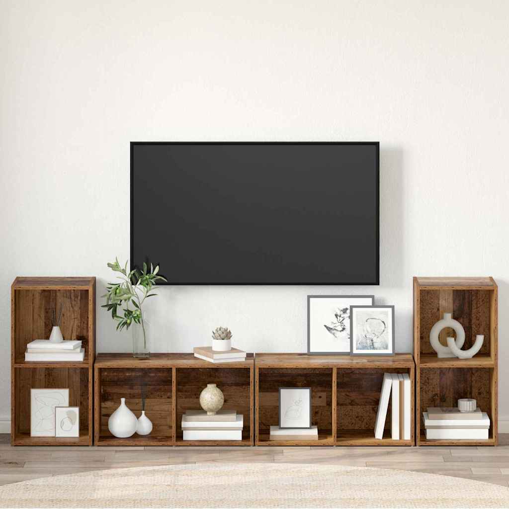 TV-møbelsæt 4 pcs Gammelt træ 37 x 37 x 72 cm Konstrueret træ