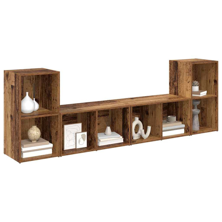 TV-møbelsæt 4 pcs Gammelt træ 37 x 37 x 72 cm Konstrueret træ