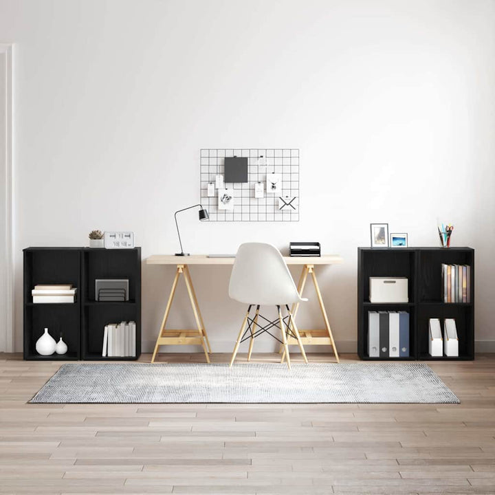TV-møbelsæt 4 pcs Sort eg 37 x 37 x 72 cm Konstrueret træ