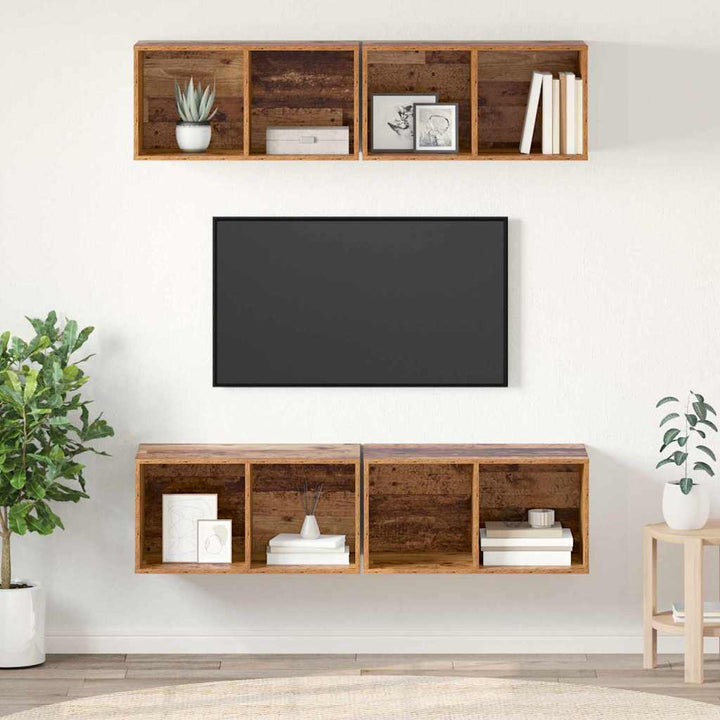 TV-møbelsæt 4 pcs Gammelt træ 37 x 37 x 72 cm Konstrueret træ