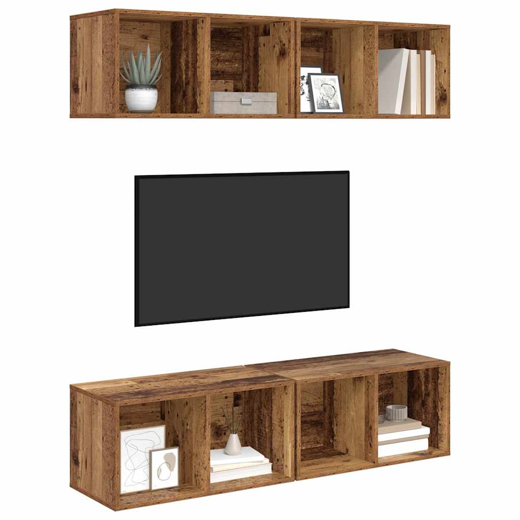 TV-møbelsæt 4 pcs Gammelt træ 37 x 37 x 72 cm Konstrueret træ