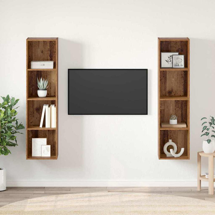 TV-møbelsæt 2 pcs Brun 37 x 37 x 142,5 cm Konstrueret træ