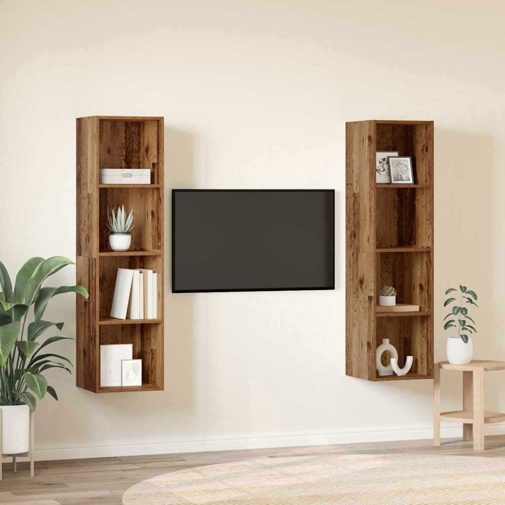 TV-møbelsæt 2 pcs Brun 37 x 37 x 142,5 cm Konstrueret træ