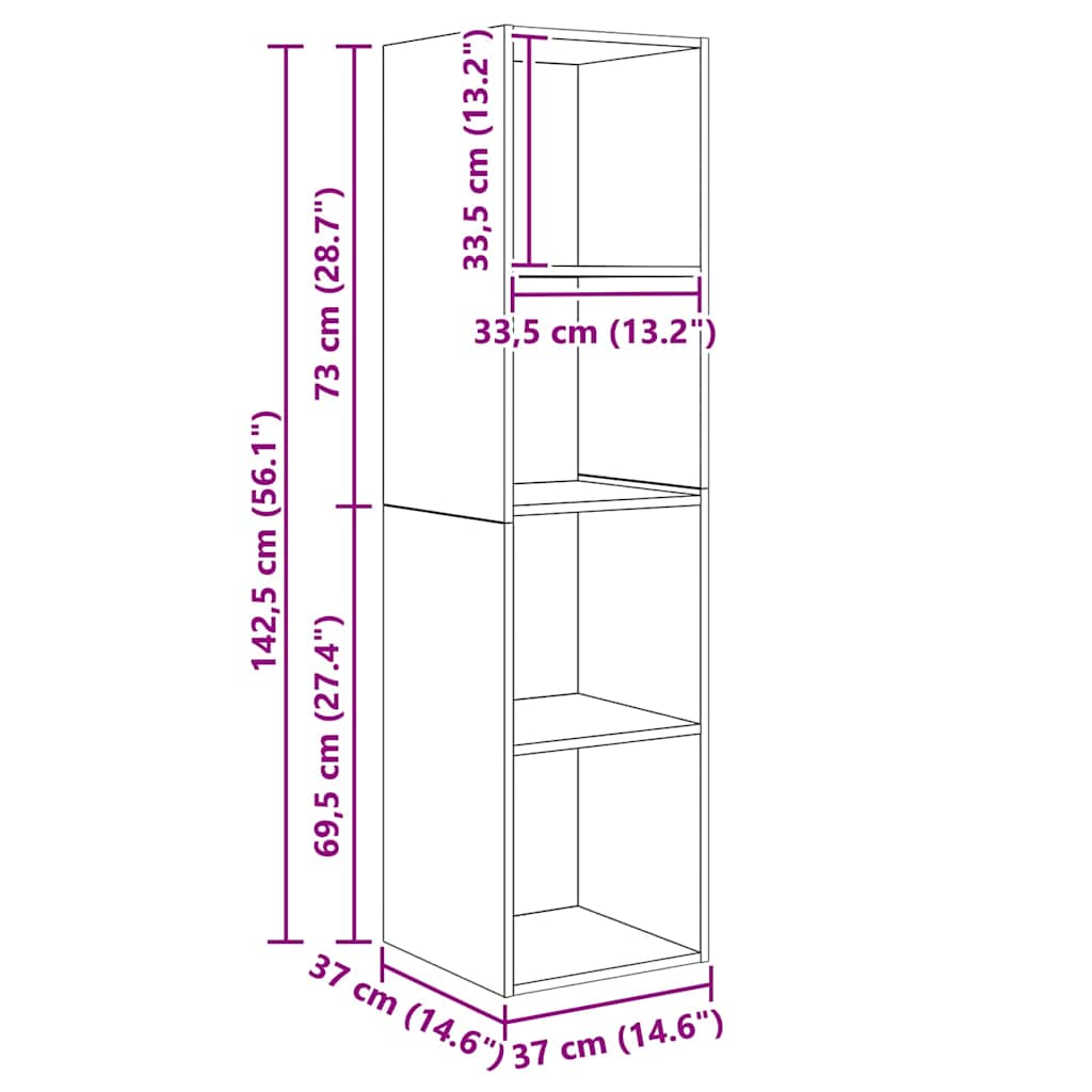 TV-møbelsæt 2 pcs Brun 37 x 37 x 142,5 cm Konstrueret træ