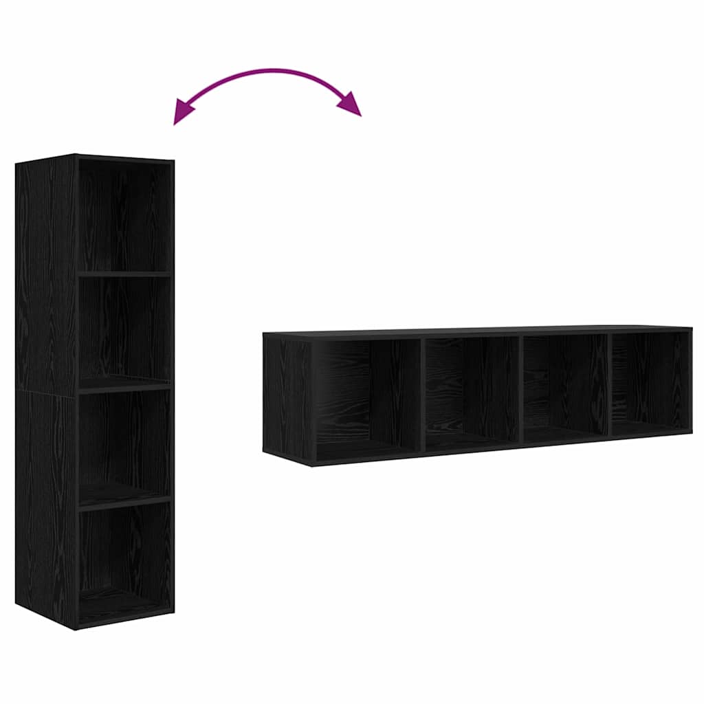 TV-møbelsæt 2 pcs Sort 37 x 37 x 142,5 cm Konstrueret træ