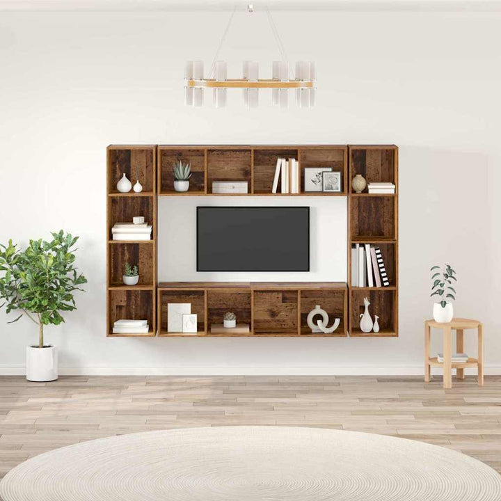 TV-møbelsæt 4 pcs Brun 37 x 37 x 142,5 cm Konstrueret træ