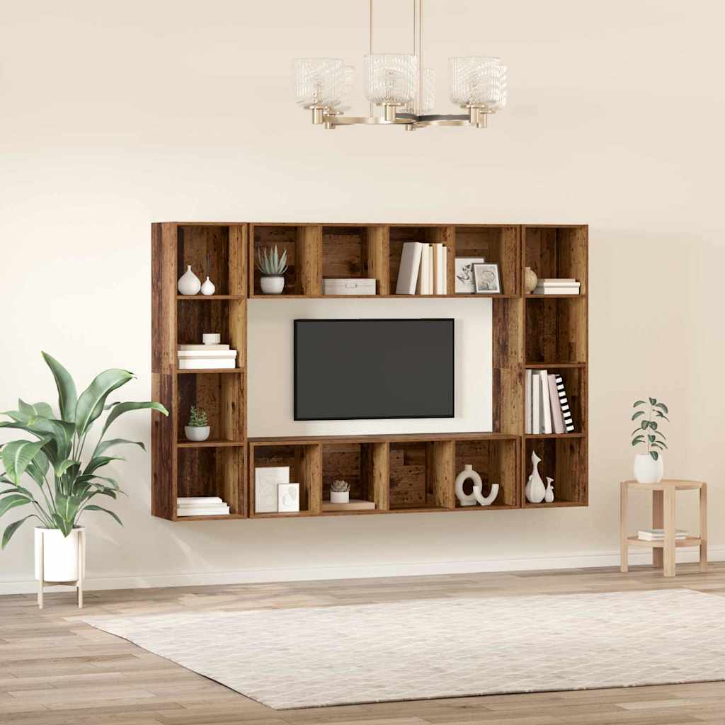 TV-møbelsæt 4 pcs Brun 37 x 37 x 142,5 cm Konstrueret træ