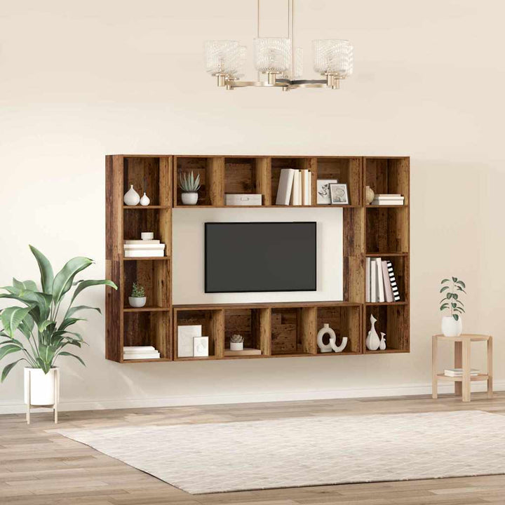 TV-møbelsæt 4 pcs Brun 37 x 37 x 142,5 cm Konstrueret træ