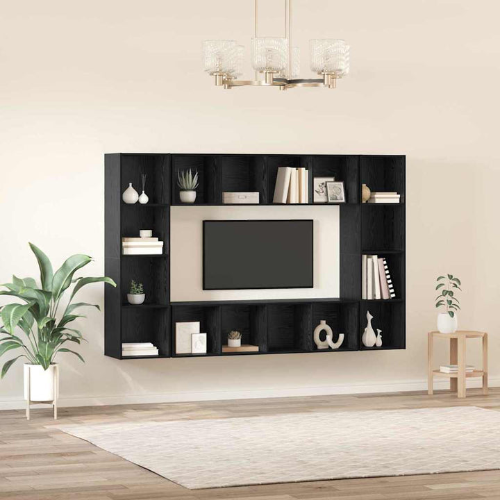 TV-møbelsæt 4 pcs Sort 37 x 37 x 142,5 cm Konstrueret træ