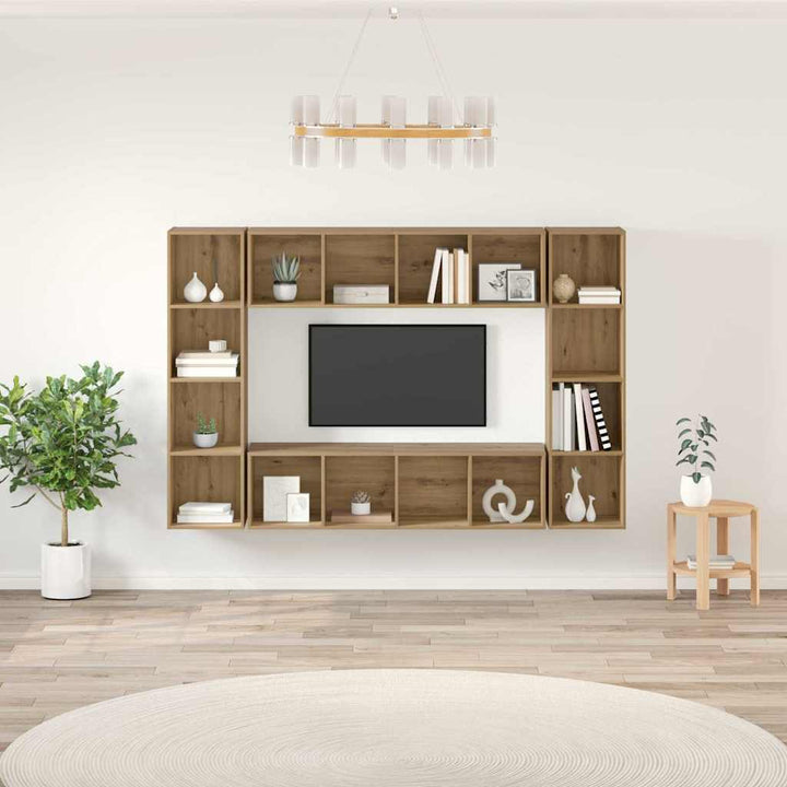 TV-møbelsæt 4 pcs Brun 37 x 37 x 142,5 cm Konstrueret træ