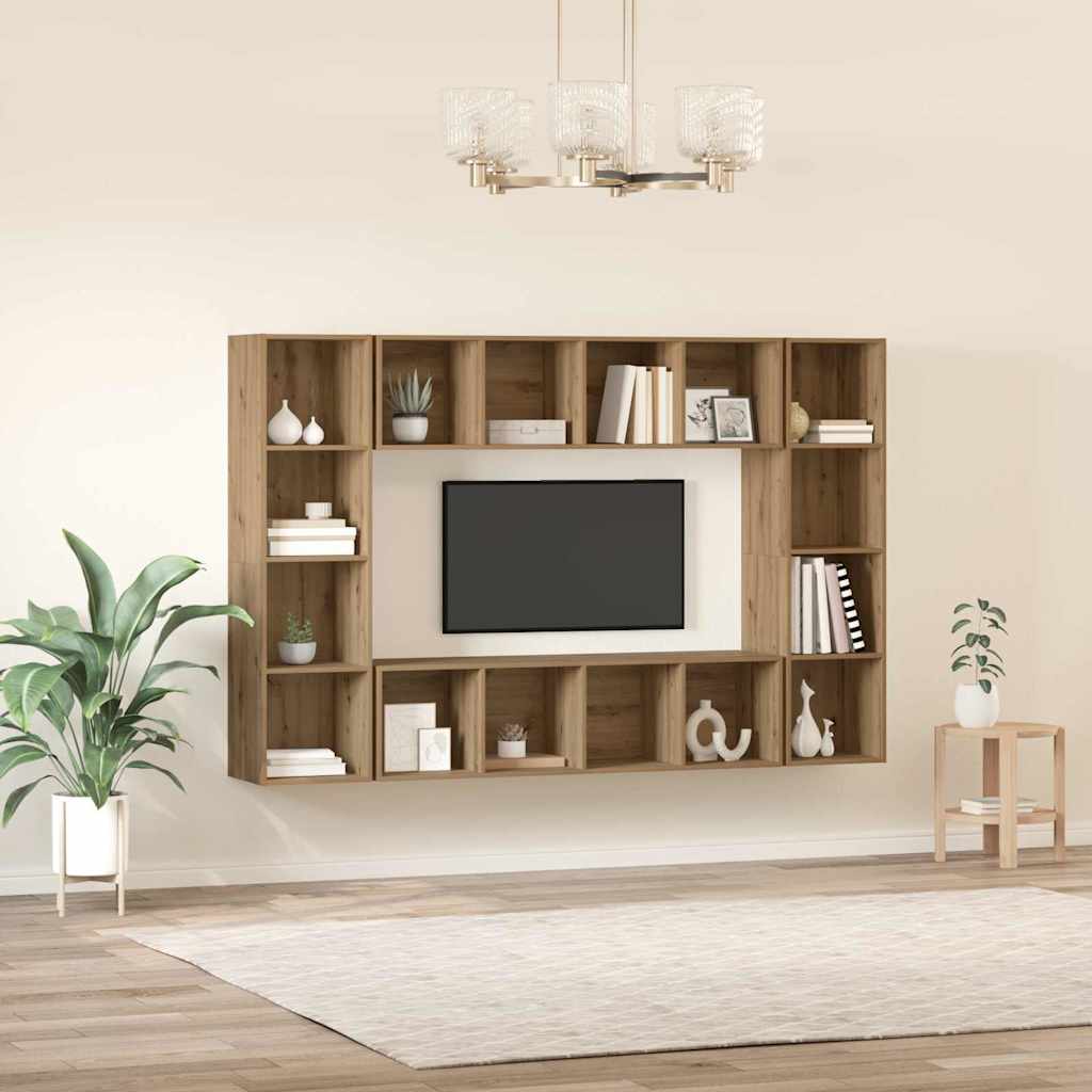 TV-møbelsæt 4 pcs Brun 37 x 37 x 142,5 cm Konstrueret træ