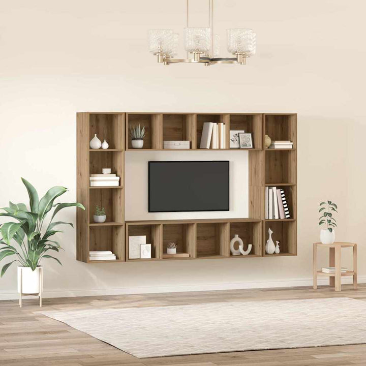 TV-møbelsæt 4 pcs Brun 37 x 37 x 142,5 cm Konstrueret træ