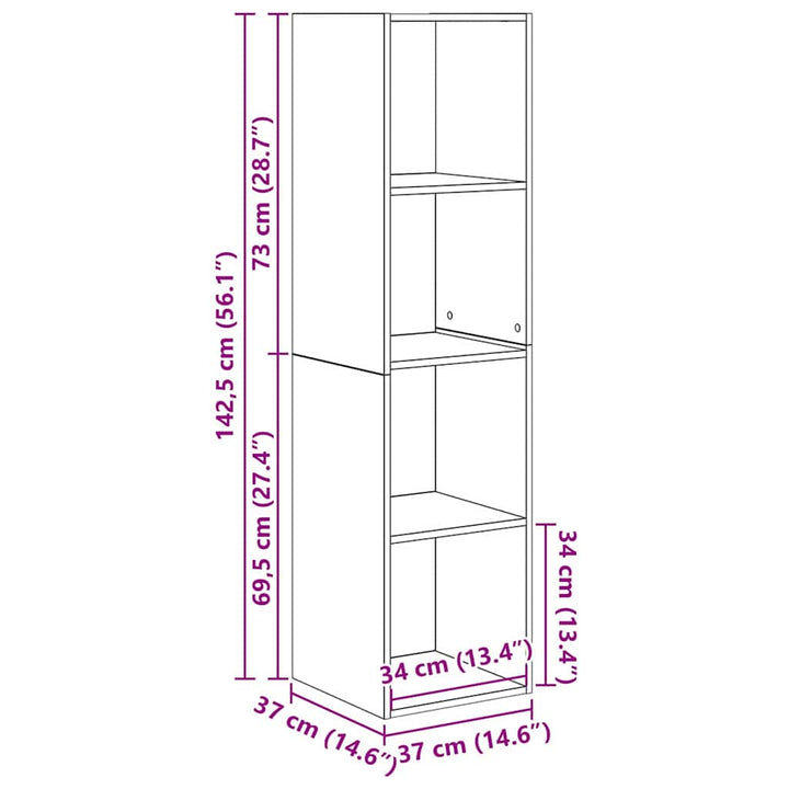 TV-møbelsæt 4 pcs Brun 37 x 37 x 142,5 cm Konstrueret træ