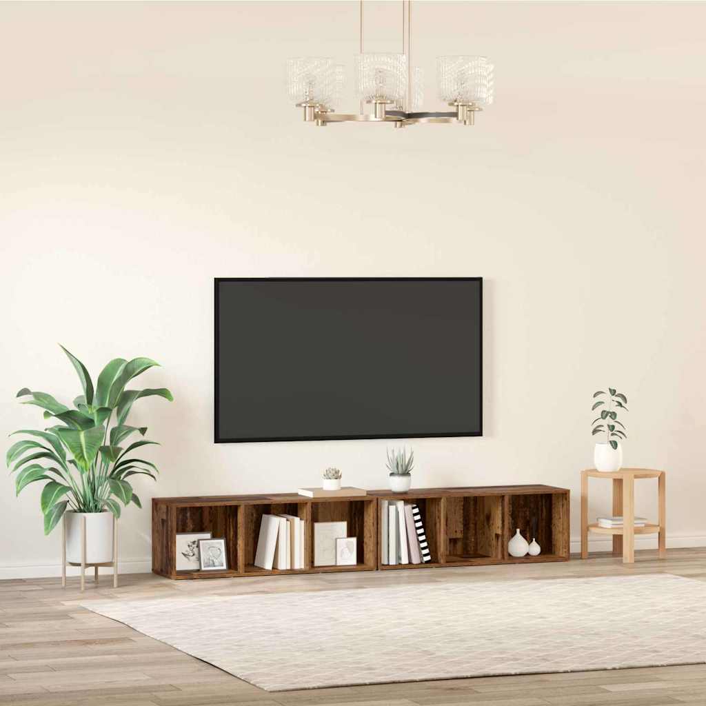 TV-møbelsæt 2 pcs Gammelt træ 37 x 35 x 107cm Konstrueret træ