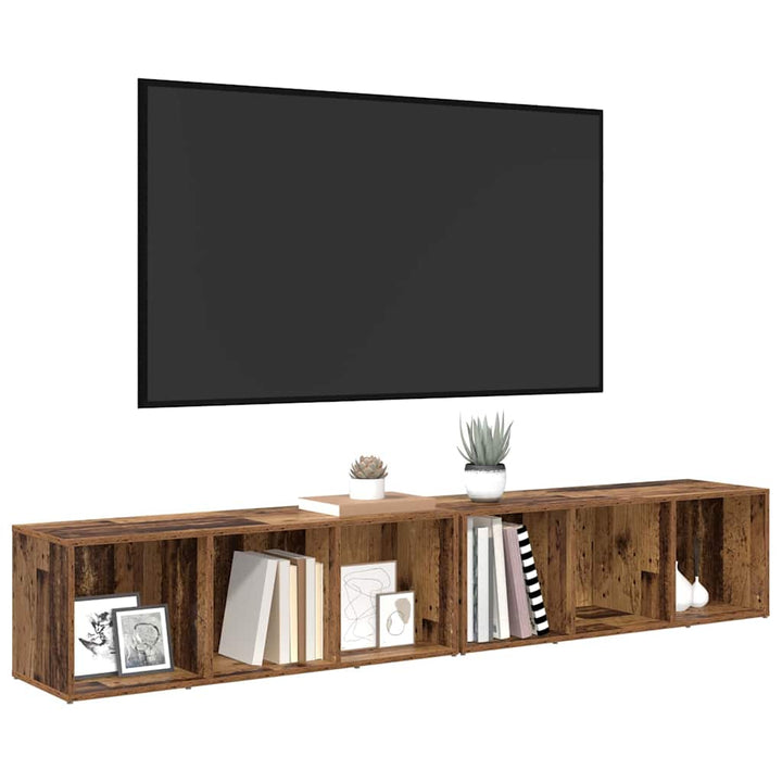 TV-møbelsæt 2 pcs Gammelt træ 37 x 35 x 107cm Konstrueret træ