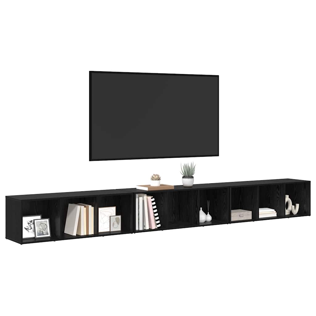 TV-møbelsæt 3 pcs Sort eg 37 x 35 x 107,5 cm Konstrueret træ