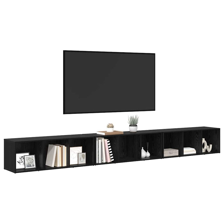 TV-møbelsæt 3 pcs Sort eg 37 x 35 x 107,5 cm Konstrueret træ