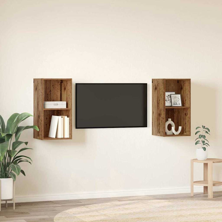 TV-møbelsæt 2 pcs Gammelt træ 37 x 37 x 72 cm Konstrueret træ