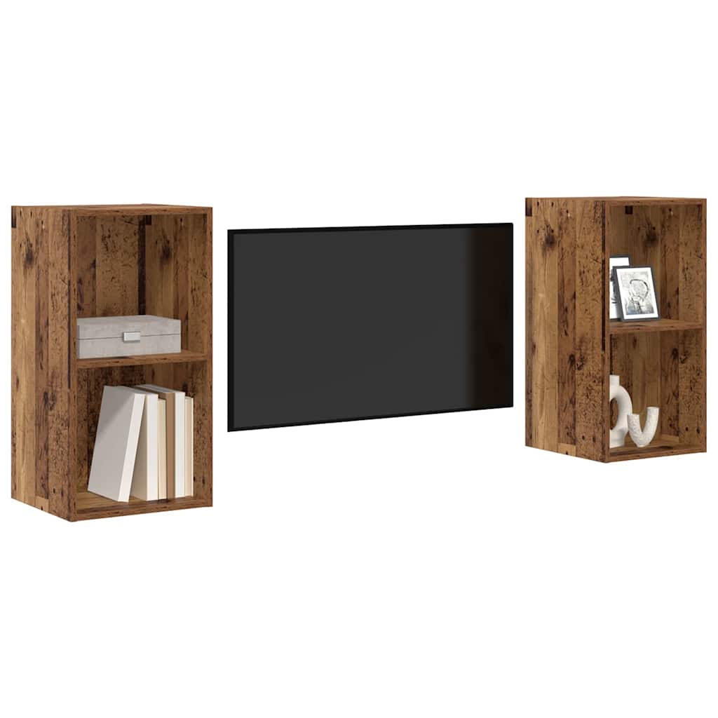 TV-møbelsæt 2 pcs Gammelt træ 37 x 37 x 72 cm Konstrueret træ