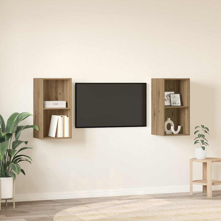 TV-møbelsæt 2 pcs Artisan Egetræ Konstrueret træ
