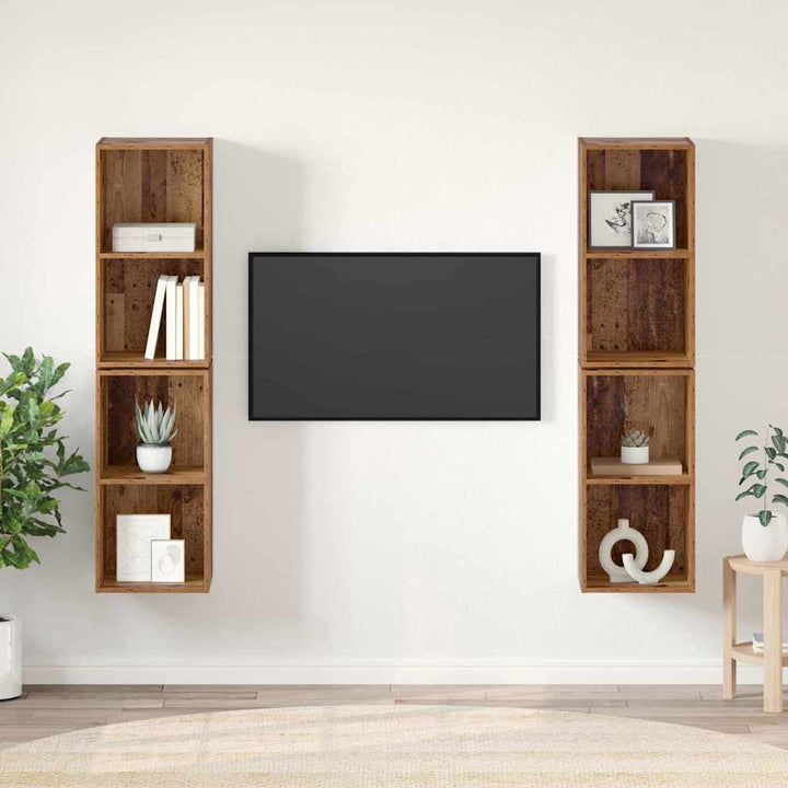TV-møbelsæt 4 pcs Gammelt træ 37 x 37 x 72 cm Konstrueret træ