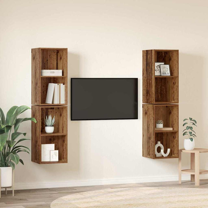TV-møbelsæt 4 pcs Gammelt træ 37 x 37 x 72 cm Konstrueret træ
