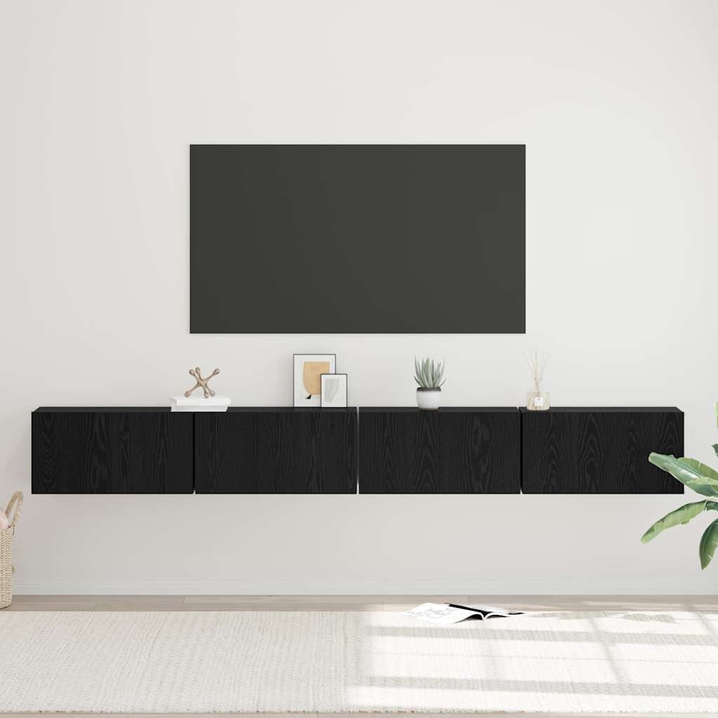 TV-møbelsæt 4 pcs Sort eg 60 x 30 x 30 cm Konstrueret træ
