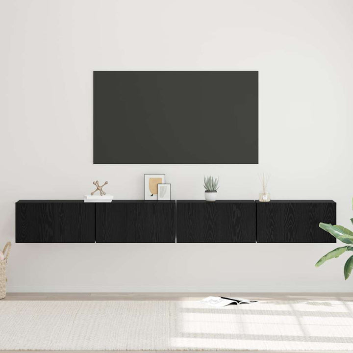 TV-møbelsæt 4 pcs Sort eg 60 x 30 x 30 cm Konstrueret træ