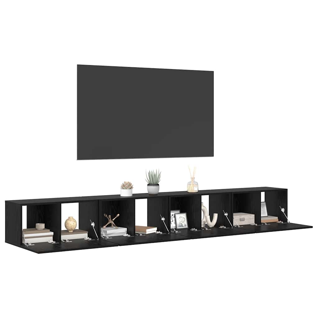 TV-møbelsæt 4 pcs Sort eg 60 x 30 x 30 cm Konstrueret træ