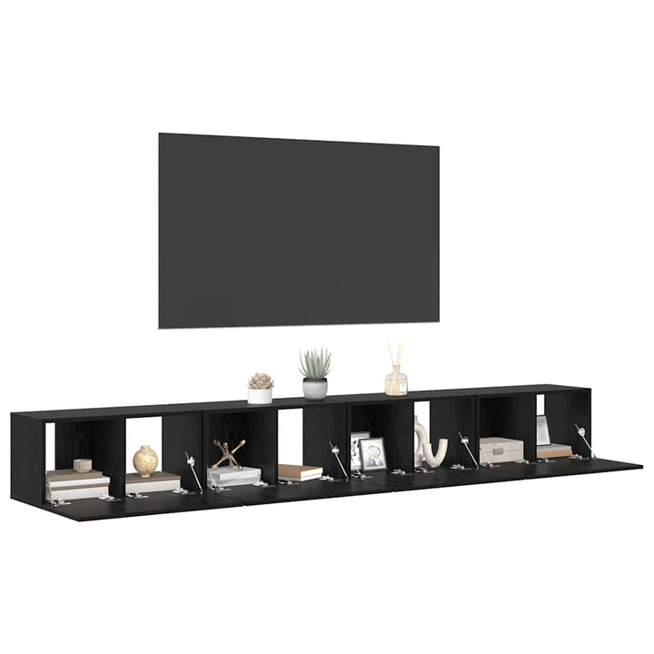 TV-møbelsæt 4 pcs Sort eg 60 x 30 x 30 cm Konstrueret træ