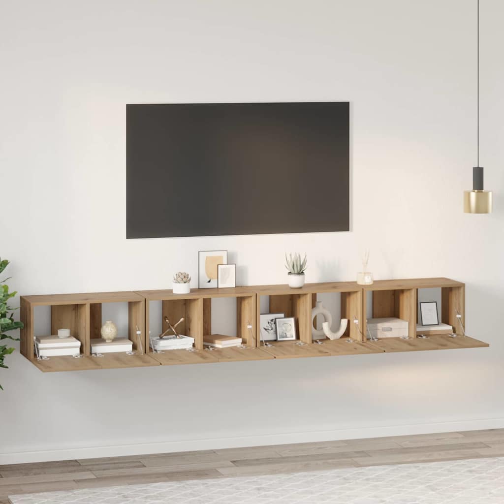TV-møbelsæt Vægmonteret 4 pcs Artisan Egetræ 60 x 30 x 30 cm
