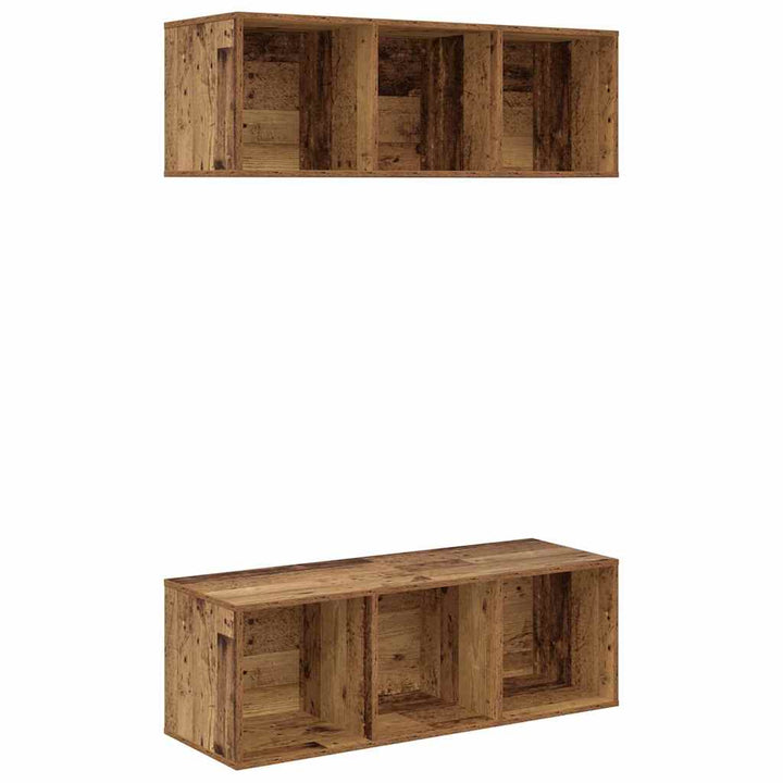 TV-møbelsæt 2 pcs Gammelt træ 37 x 37 x 107 cm Konstrueret træ