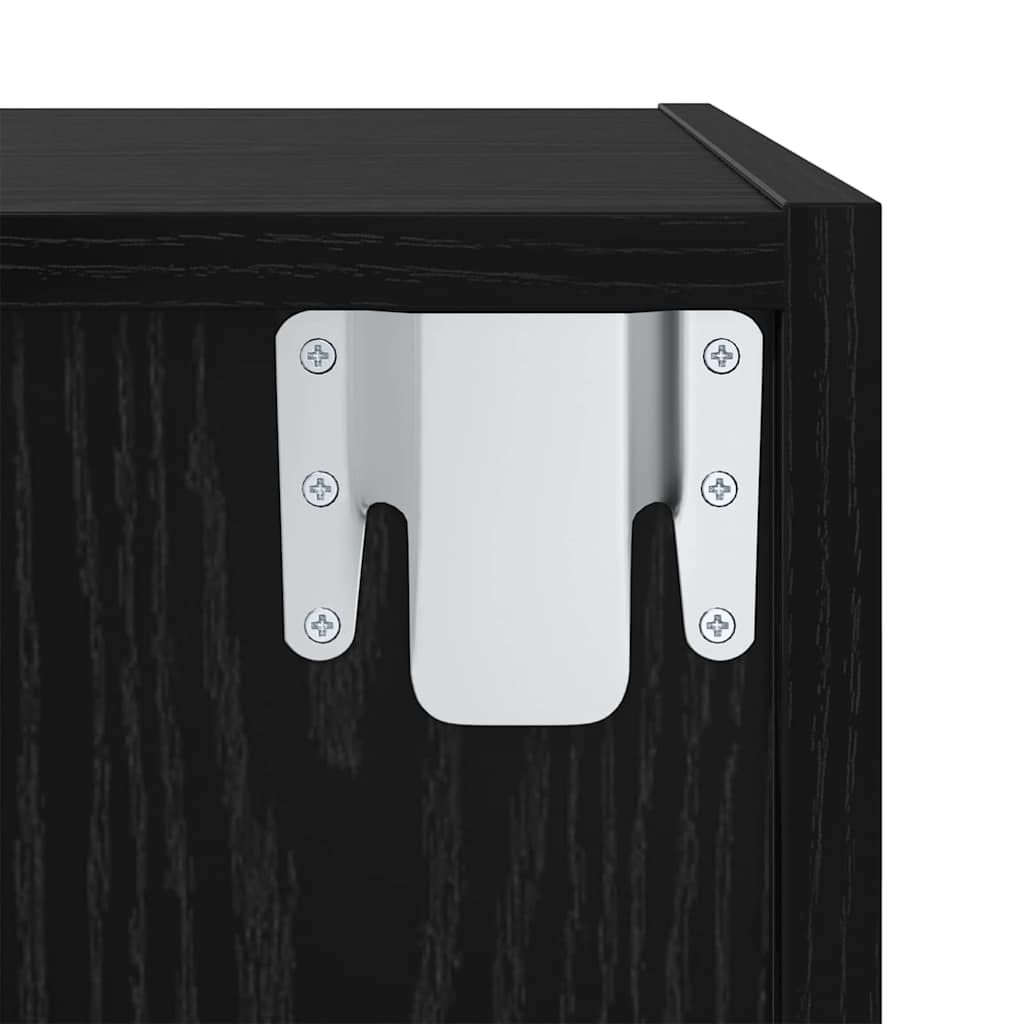 TV-møbelsæt 2 pcs Sort eg 37 x 37 x 107 cm Konstrueret træ