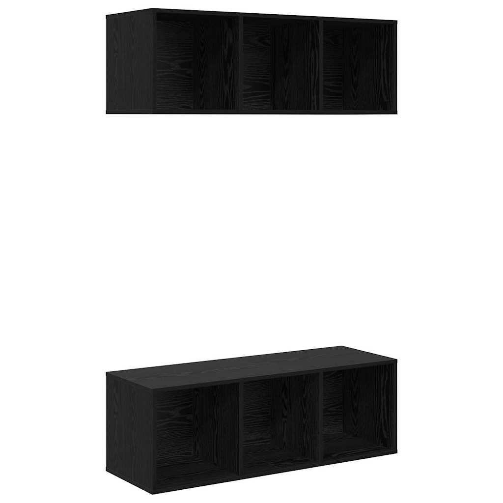 TV-møbelsæt 2 pcs Sort eg 37 x 37 x 107 cm Konstrueret træ