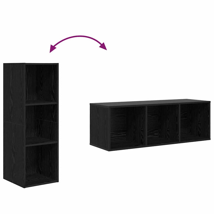 TV-møbelsæt 2 pcs Sort eg 37 x 37 x 107 cm Konstrueret træ