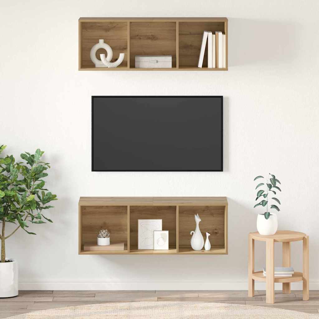TV-møbelsæt Vægmonteret 2 pcs Artisan Egetræ 37 x 37 x 107 cm
