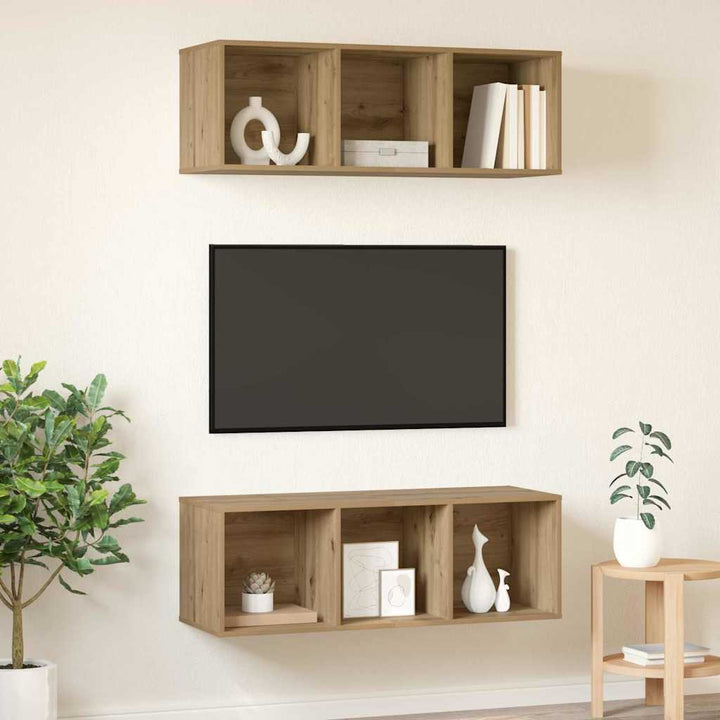 TV-møbelsæt Vægmonteret 2 pcs Artisan Egetræ 37 x 37 x 107 cm