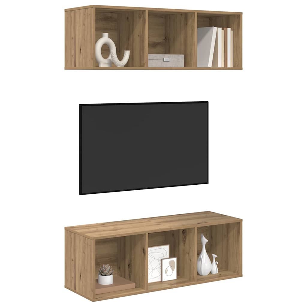 TV-møbelsæt Vægmonteret 2 pcs Artisan Egetræ 37 x 37 x 107 cm