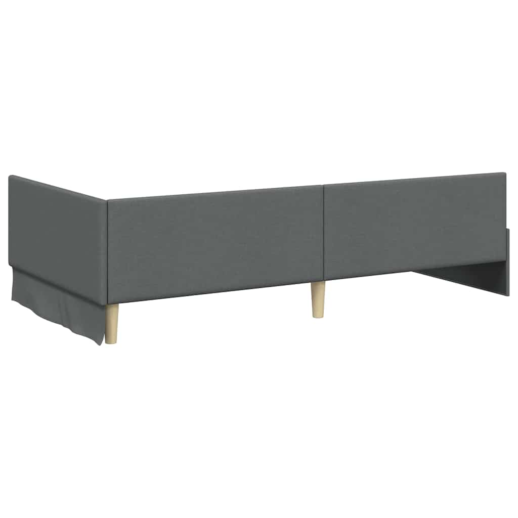 Hjørnesengramme med hovedgærde Mørkegrå 90 cm x 200 cm Stof