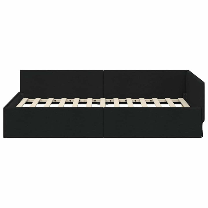 Hjørnesengramme med hovedgærde Sort 90 cm x 200 cm Stof