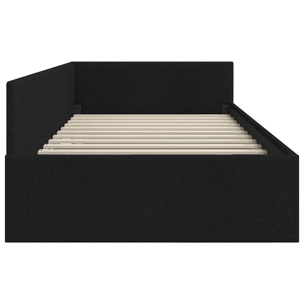 Hjørnesengramme med hovedgærde Sort 90 cm x 200 cm Stof