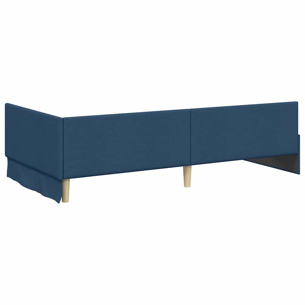 Hjørnesengramme med hovedgærde Blå 90 cm x 200 cm Stof