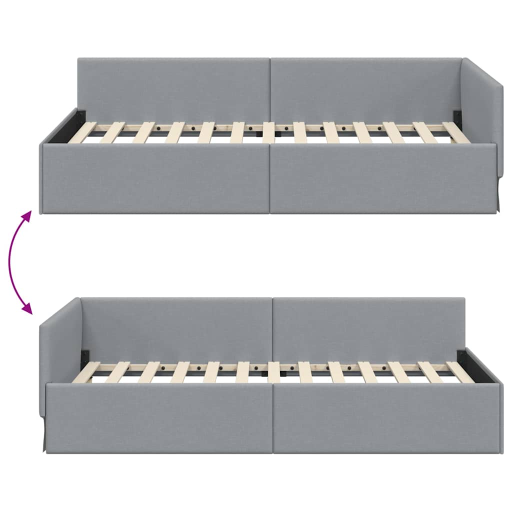 Hjørnesengramme med hovedgærde Lysegrå 100 cm x 200 cm Stof